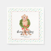 Serviette En Papier Joyeux Noël Golden Retriever Chien Wreath Holly (Devant)
