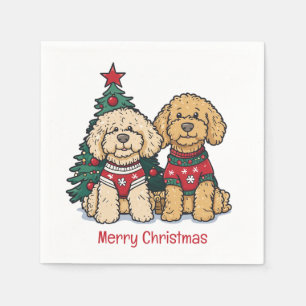 Serviette En Papier Joyeux Noël Goldendoodle Chiens