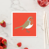 Serviette En Papier Joyeux Noël Grand Robin Rouge Serviettes Serviette (En situation)