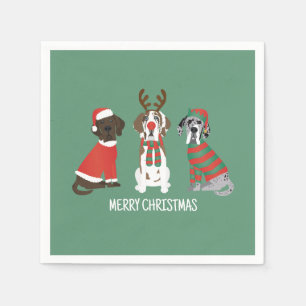 Serviette En Papier Joyeux Noël Grands Chiens Danois