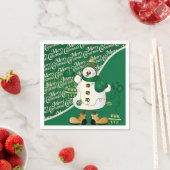 Serviette En Papier Joyeux Noël Green Snowman (En situation)