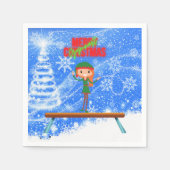 Serviette En Papier Joyeux Noël Gymnast Elf (Devant)