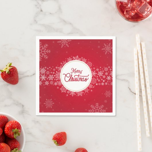 Serviette En Papier Joyeux Noël hiver Festivals rouges (En situation)