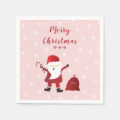 Serviette En Papier Joyeux Noël Ho Ho Santa Claus Rouge Blanc (Devant)