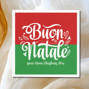 Serviette En Papier Joyeux Noël italien personnalisé Buon Natale