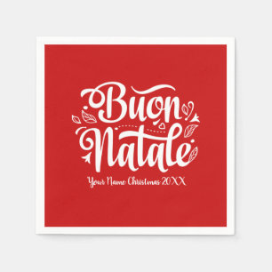 Serviette En Papier Joyeux Noël italien personnalisé Buon Natale
