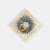 Serviette En Papier Joyeux Noël Joyeux Nouvel An Blue Gold Wreath (Coin)