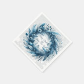 Serviette En Papier Joyeux Noël Joyeux Nouvel An Couronne Bleue (Coin)