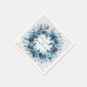 Serviette En Papier Joyeux Noël Joyeux Nouvel An Couronne Bleue (Coin)