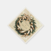 Serviette En Papier Joyeux Noël Joyeux Nouvel An Gold Green Wreath (Coin)