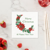 Serviette En Papier Joyeux Noël Joyeux Nouvel An Pointsettia (En situation)