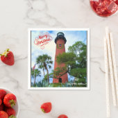 Serviette En Papier Joyeux Noël Jupiter Inlet Lighthouse Floride (En situation)