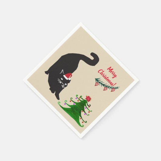 Serviette En Papier Joyeux Noël Kitten (Coin)