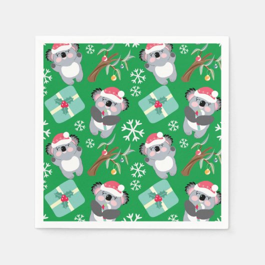 Serviette En Papier Joyeux Noël Koala Mignon (Devant)