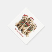 Serviette En Papier Joyeux Noël Labrador Retriever Père Noël Puppy Chi (Coin)