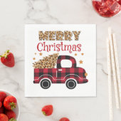 Serviette En Papier Joyeux Noël Leopard et Buffalo Plaid (En situation)