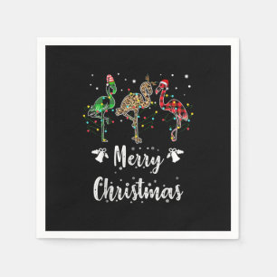 Serviette En Papier Joyeux Noël Leopard Rouge Vert Flamant rose Plaid
