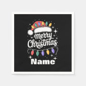 Serviette En Papier Joyeux Noël Lumières Santa Hat cadeau personnalisé (Devant)