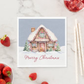 Serviette En Papier Joyeux Noël Maison en pain d'épices (En situation)