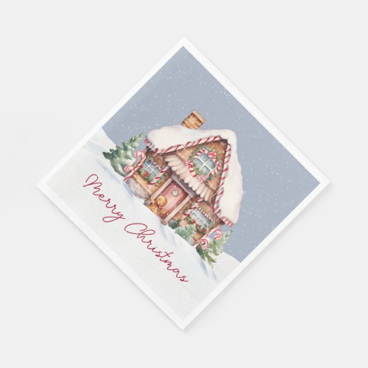 Serviette En Papier Joyeux Noël Maison en pain d'épices (Coin)
