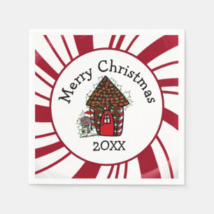 Serviette En Papier Joyeux Noël Maison en pain d'épices