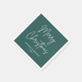 Serviette En Papier Joyeux Noël manuscrit nom pin vert (Coin)