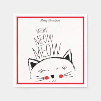 Serviette En Papier Joyeux Noël Meow mignon Chat