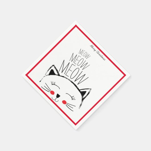Serviette En Papier Joyeux Noël Meow mignon Chat (Coin)