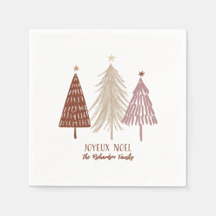 Serviette En Papier Joyeux Noel Merry Christmas Arbres de Fête Vacance