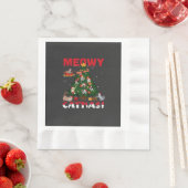 Serviette En Papier Joyeux Noël miaou (En situation)