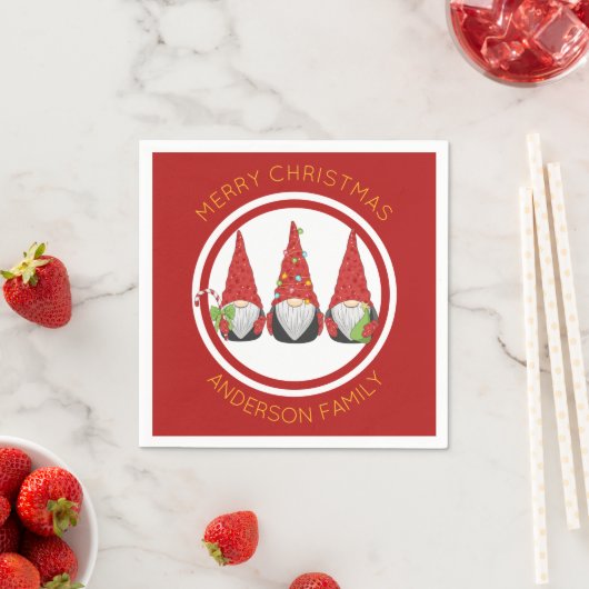 Serviette En Papier Joyeux Noël mignon Gnomes (En situation)