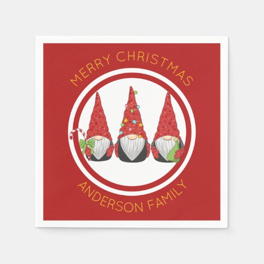 Serviette En Papier Joyeux Noël mignon Gnomes (Devant)