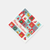 Serviette En Papier Joyeux Noël mignon Rétro hiver Icônes de Noël (Coin)