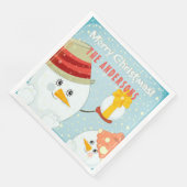 Serviette En Papier Joyeux Noël mignon Snowman Vacances d'hiver Nom (Coin)