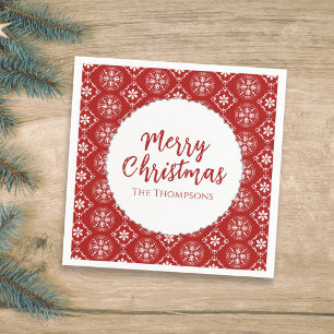 Serviette En Papier Joyeux Noël Minimaliste Simple Flocon de neige Rou