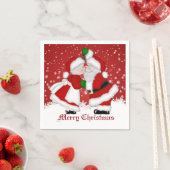 Serviette En Papier Joyeux Noël Mistletoe Père Noël Napkin (En situation)