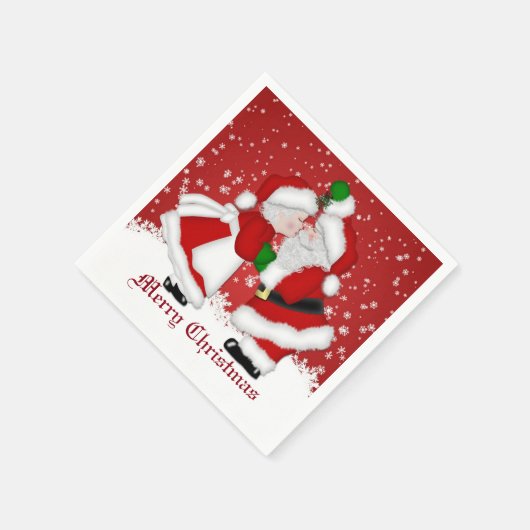 Serviette En Papier Joyeux Noël Mistletoe Père Noël Napkin (Coin)