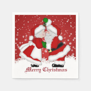 Serviette En Papier Joyeux Noël Mistletoe Père Noël Napkins