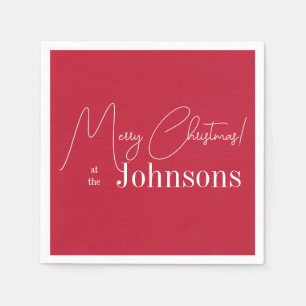 Serviette En Papier Joyeux Noël Moderne Joyeux Noël Nom de Famille Rou