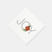Serviette En Papier Joyeux Noël moderne roux poinsettia (Coin)