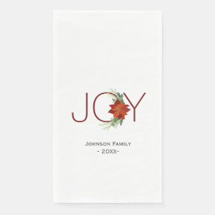 Serviette En Papier Joyeux Noël moderne roux poinsettia