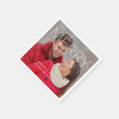 Serviette En Papier Joyeux Noël moderne superposition avec photo (Coin)