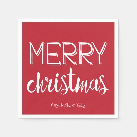 Serviette En Papier Joyeux Noël Monogram Holiday Napkin (Devant)