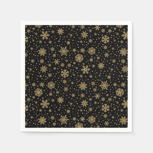 Serviette En Papier Joyeux Noël Monogramme Golden Snowflakes (Devant)