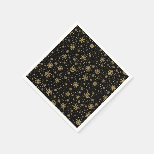 Serviette En Papier Joyeux Noël Monogramme Golden Snowflakes (Coin)