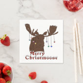Serviette En Papier Joyeux Noël Moose Napkins (En situation)