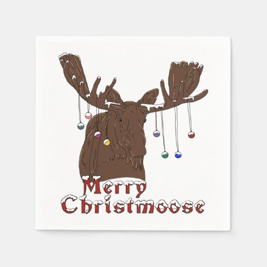 Serviette En Papier Joyeux Noël Moose Napkins (Devant)
