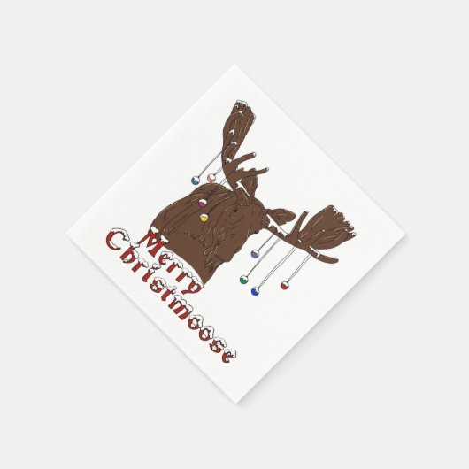 Serviette En Papier Joyeux Noël Moose Napkins (Coin)