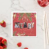 Serviette En Papier Joyeux Noël Multi Photo Red Gold Fête (En situation)