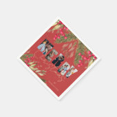 Serviette En Papier Joyeux Noël Multi Photo Red Gold Fête (Coin)